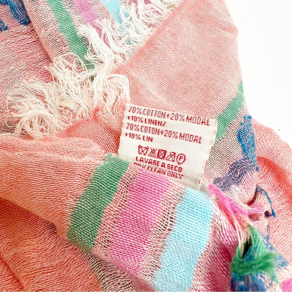 Vismaya |Anthropologie Colorful Cotton Linen Blend Woven Scarf Wrap - Picture 4 of 4